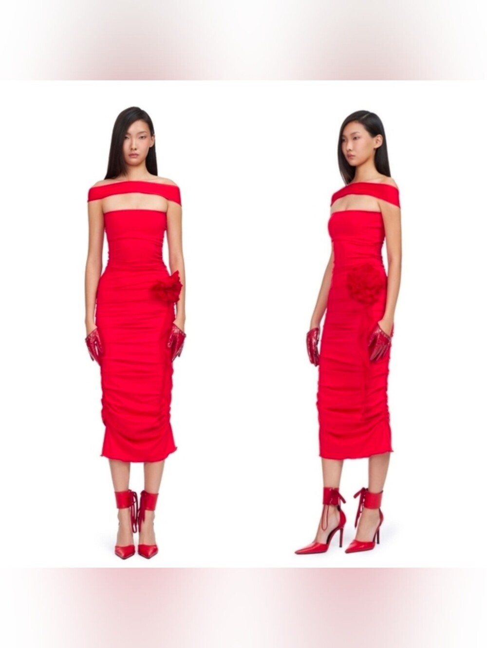 Fanci Club Red Horse Midi Dress